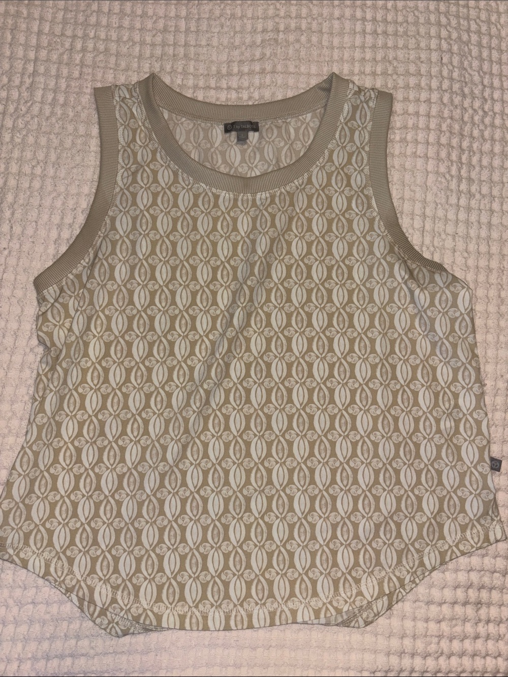 Talbots Beige & White Geometric Tank Top